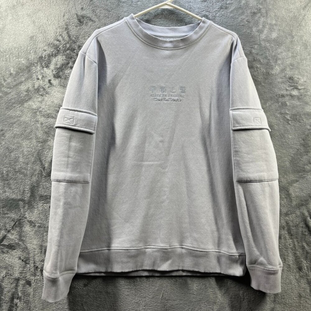 River Island Sweater Adult Medium Gray Jumper Pullover Sweatshirt Pockets Cotton - Picture 1 of 7